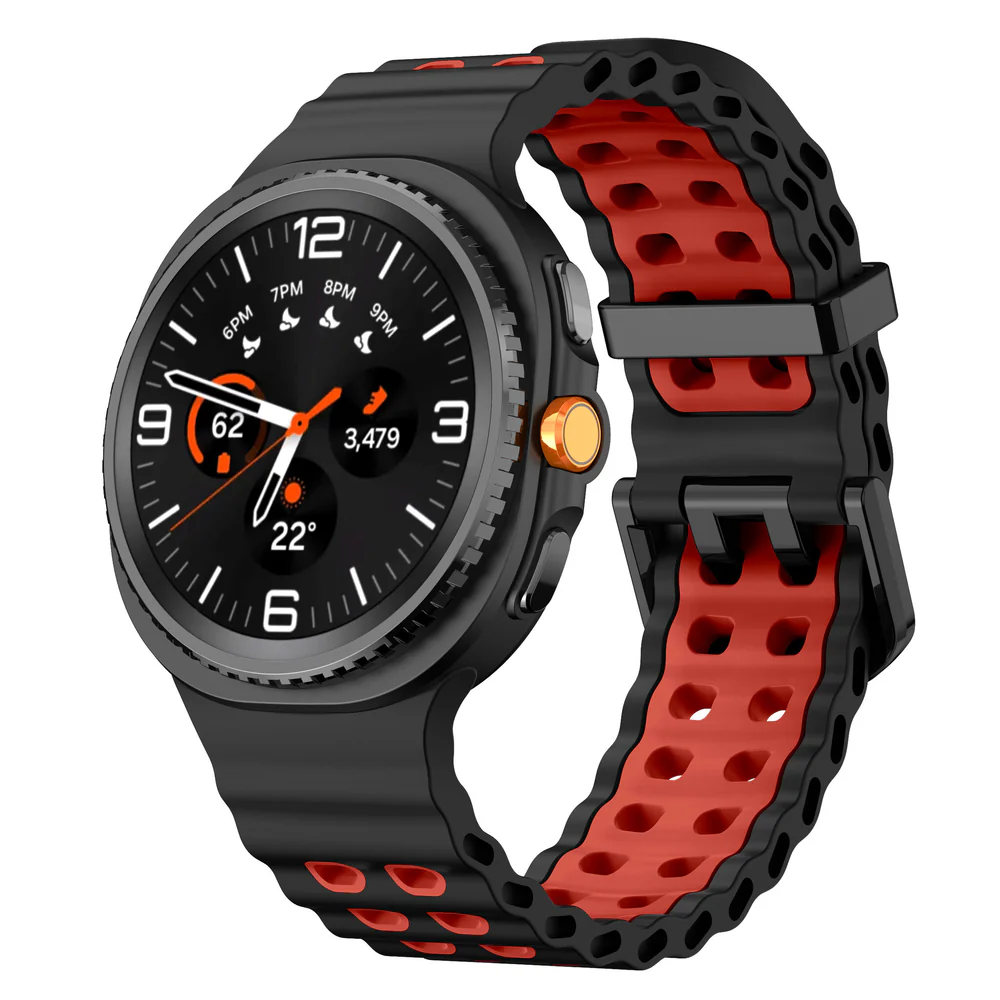 Силиконовый ремешок Classic Color для Samsung Galaxy Watch 8 (40/44mm) / 8 Classic - черно-красный
