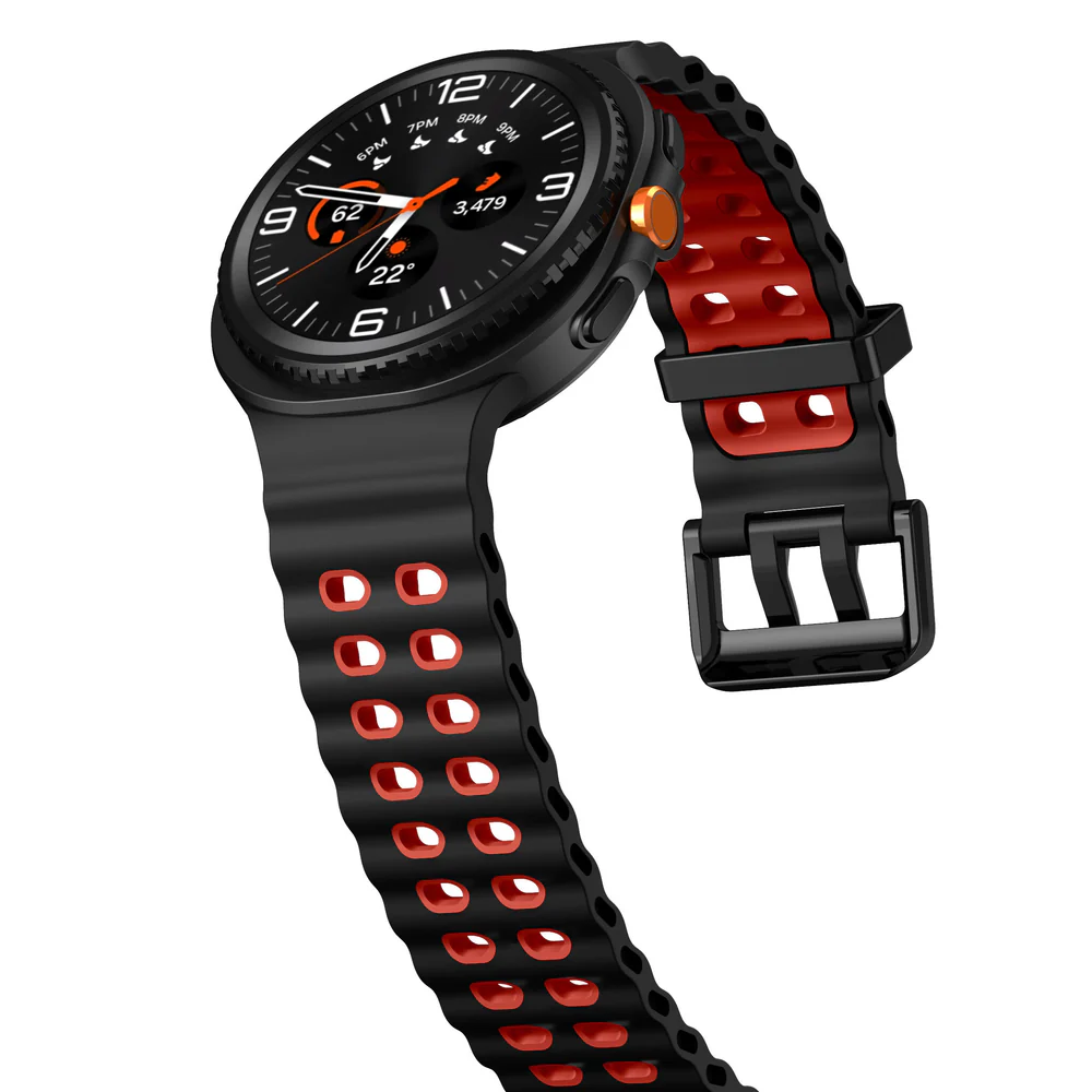 Силиконовый ремешок Classic Color для Samsung Galaxy Watch 8 (40/44mm) / 8 Classic - черно-красный