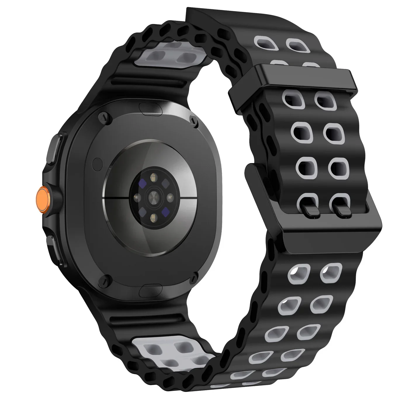 Силиконовый ремешок Classic Color для Samsung Galaxy Watch 8 (40/44mm) / 8 Classic - черно-серый