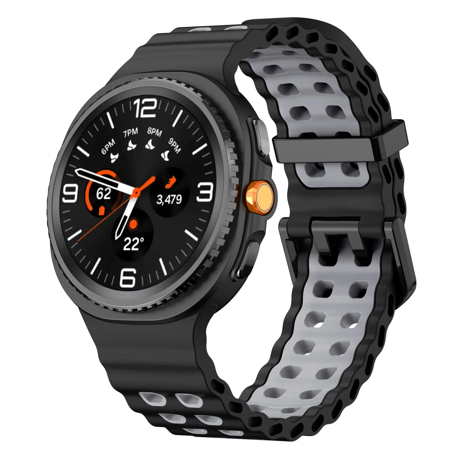 Силиконовый ремешок Classic Color для Samsung Galaxy Watch 8 (40/44mm) / 8 Classic - черно-серый