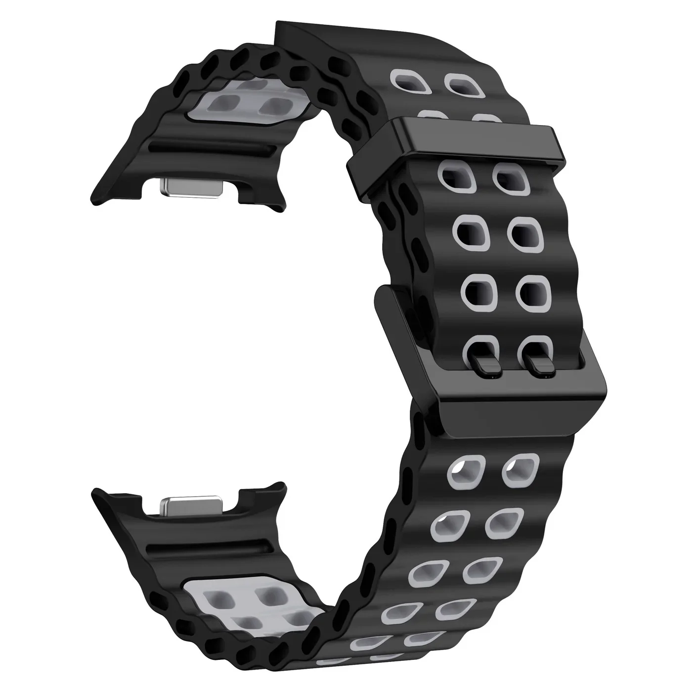 Силиконовый ремешок Classic Color для Samsung Galaxy Watch 8 (40/44mm) / 8 Classic - черно-серый