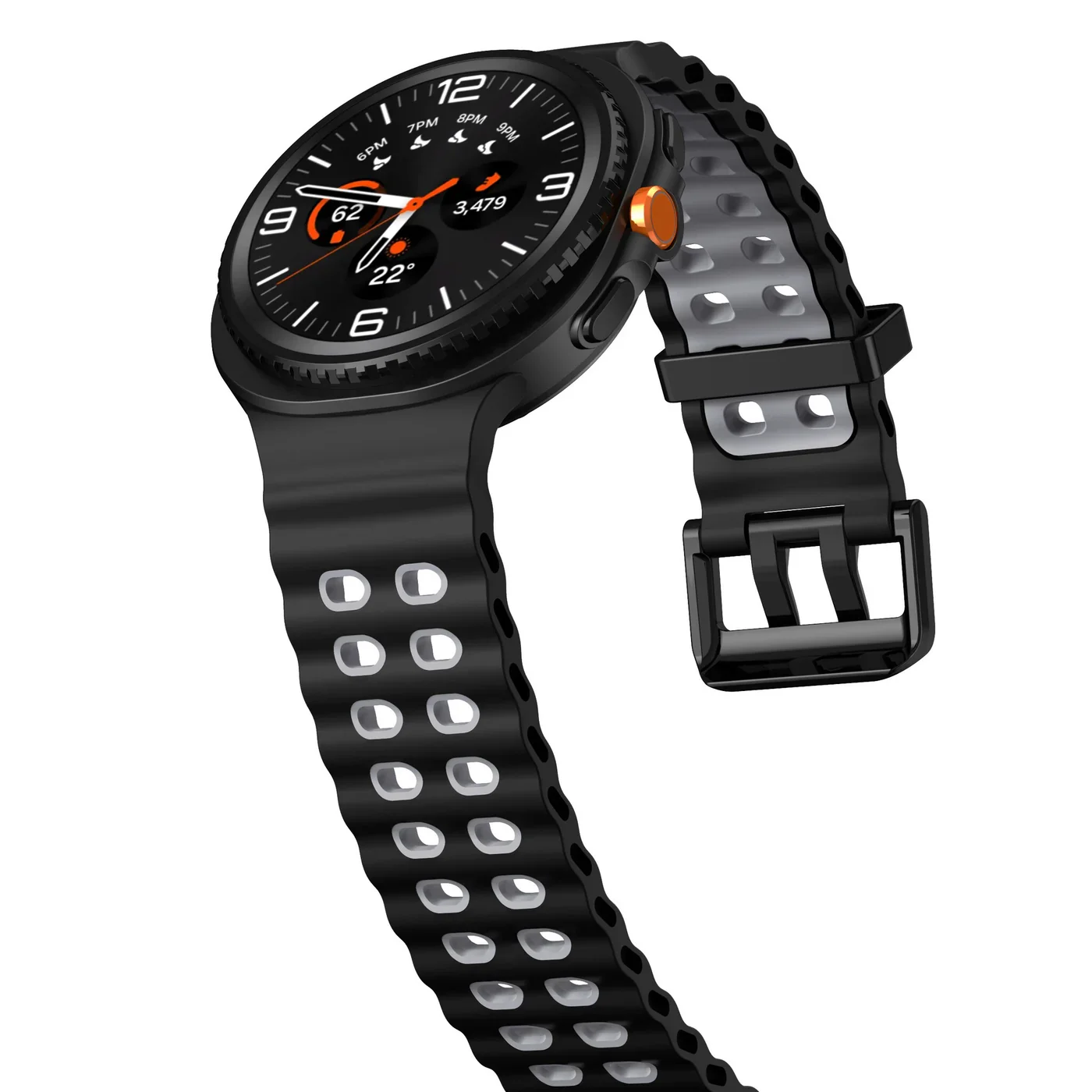 Силиконовый ремешок Classic Color для Samsung Galaxy Watch 8 (40/44mm) / 8 Classic - черно-серый