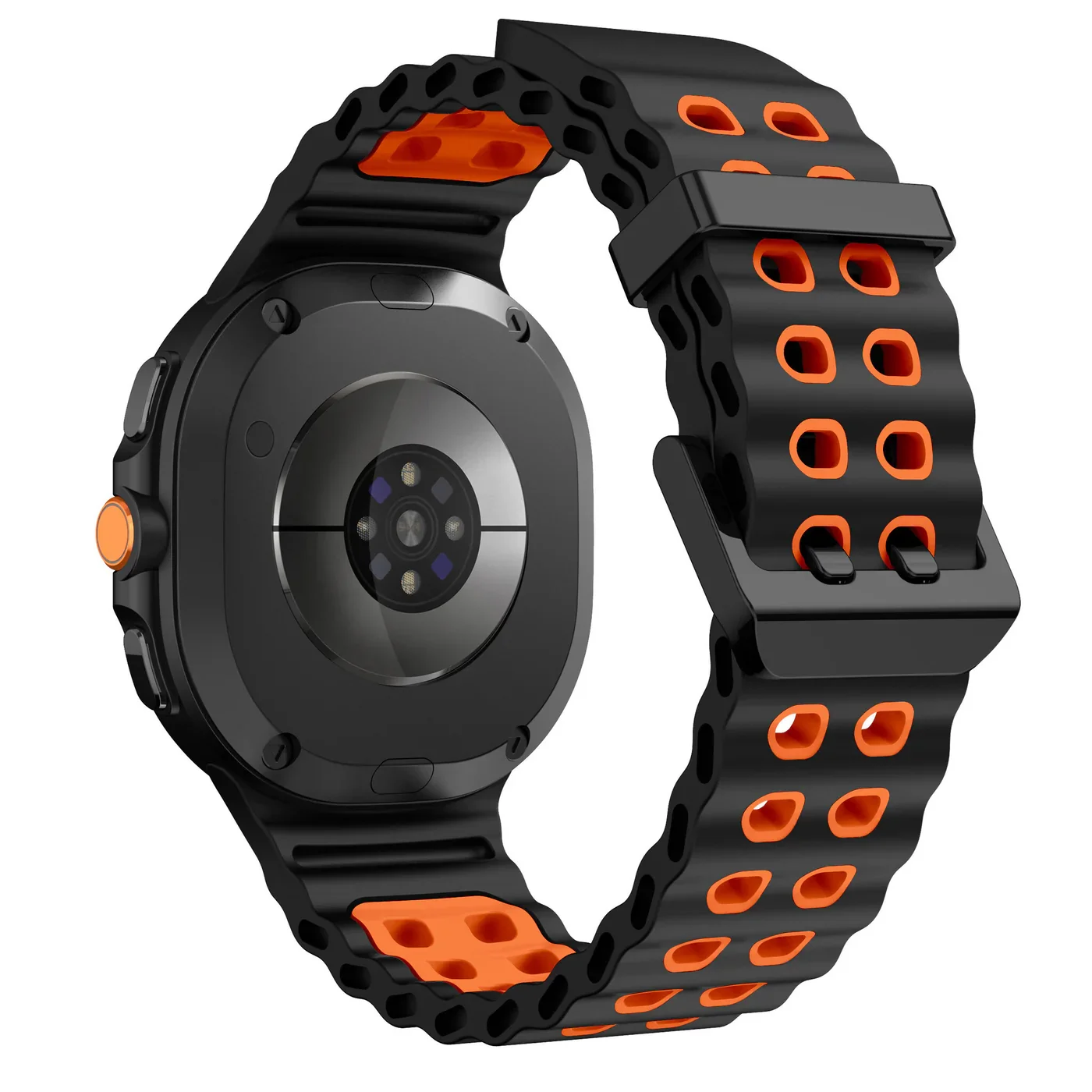 Силиконовый ремешок Classic Color для Samsung Galaxy Watch 8 (40/44mm) / 8 Classic - черно-оранжевый