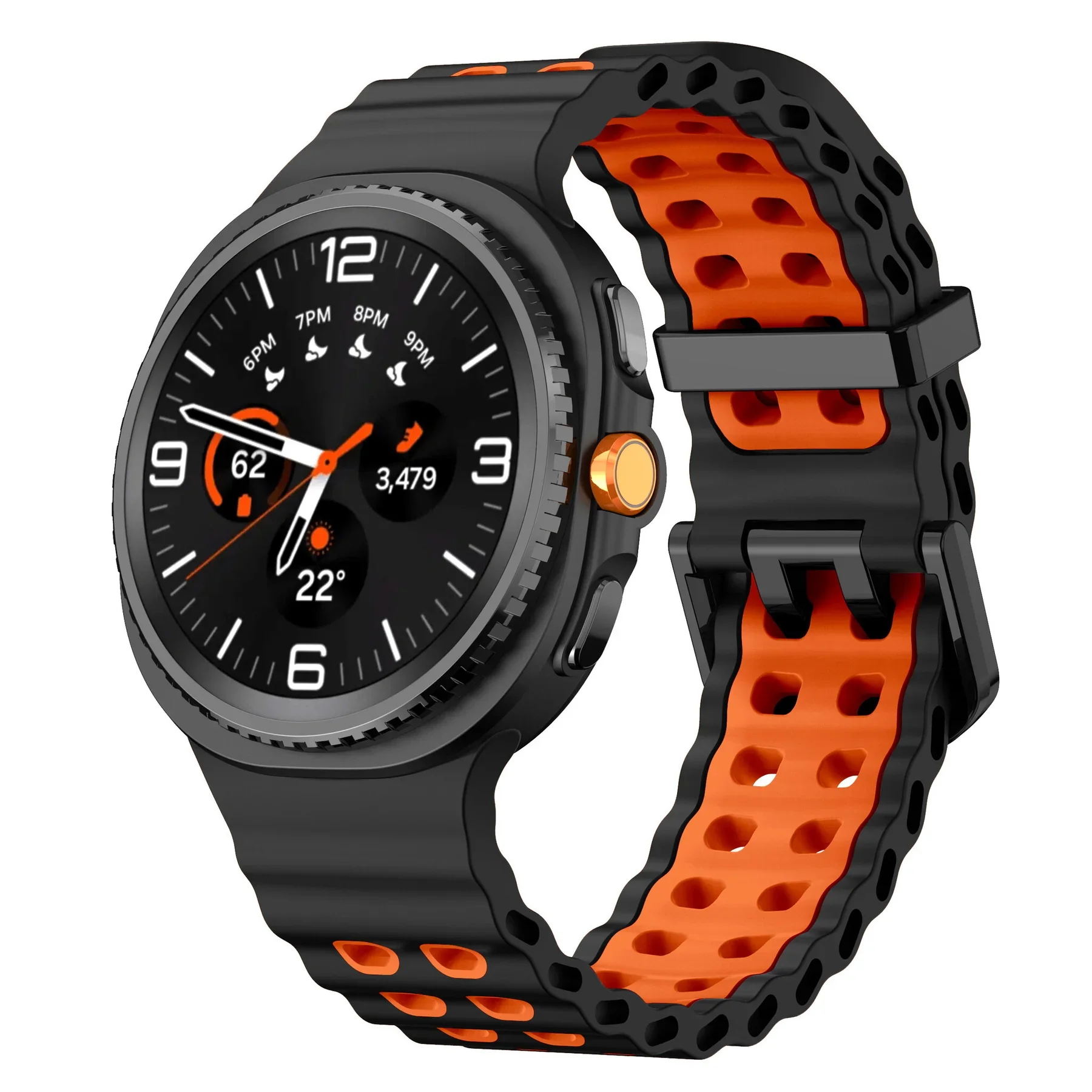 Силиконовый ремешок Classic Color для Samsung Galaxy Watch 8 (40/44mm) / 8 Classic - черно-оранжевый