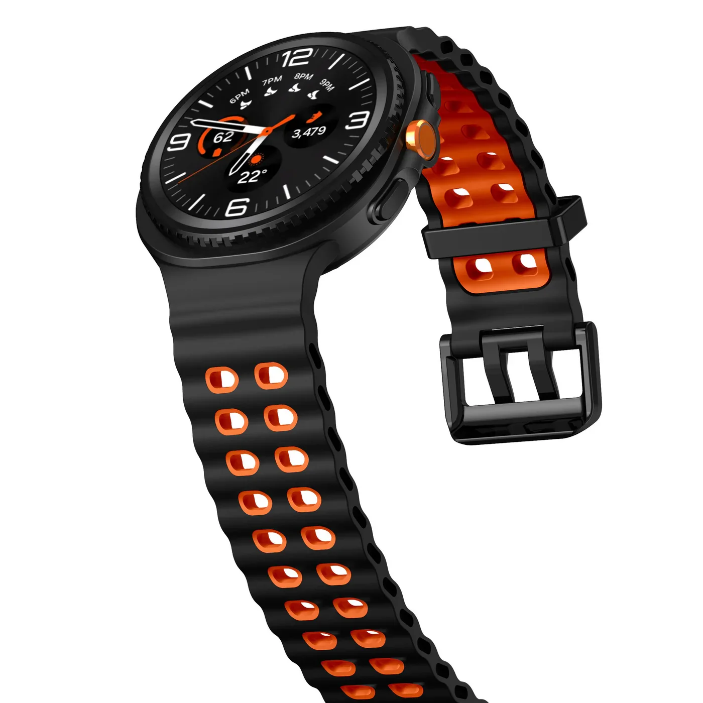 Силиконовый ремешок Classic Color для Samsung Galaxy Watch 8 (40/44mm) / 8 Classic - черно-оранжевый