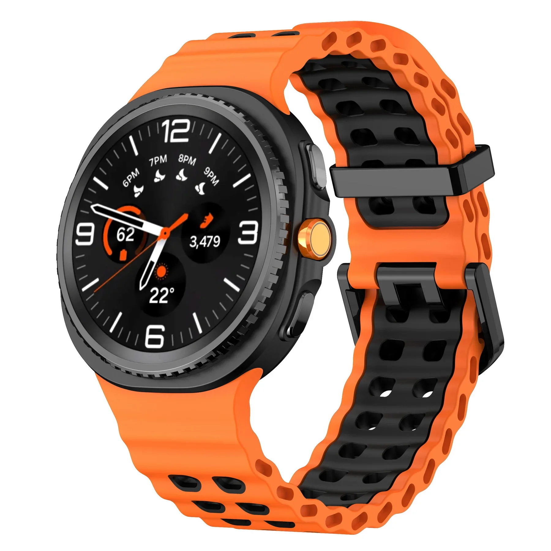 Силиконовый ремешок Classic Color для Samsung Galaxy Watch 8 (40/44mm) / 8 Classic - оранжево-черный