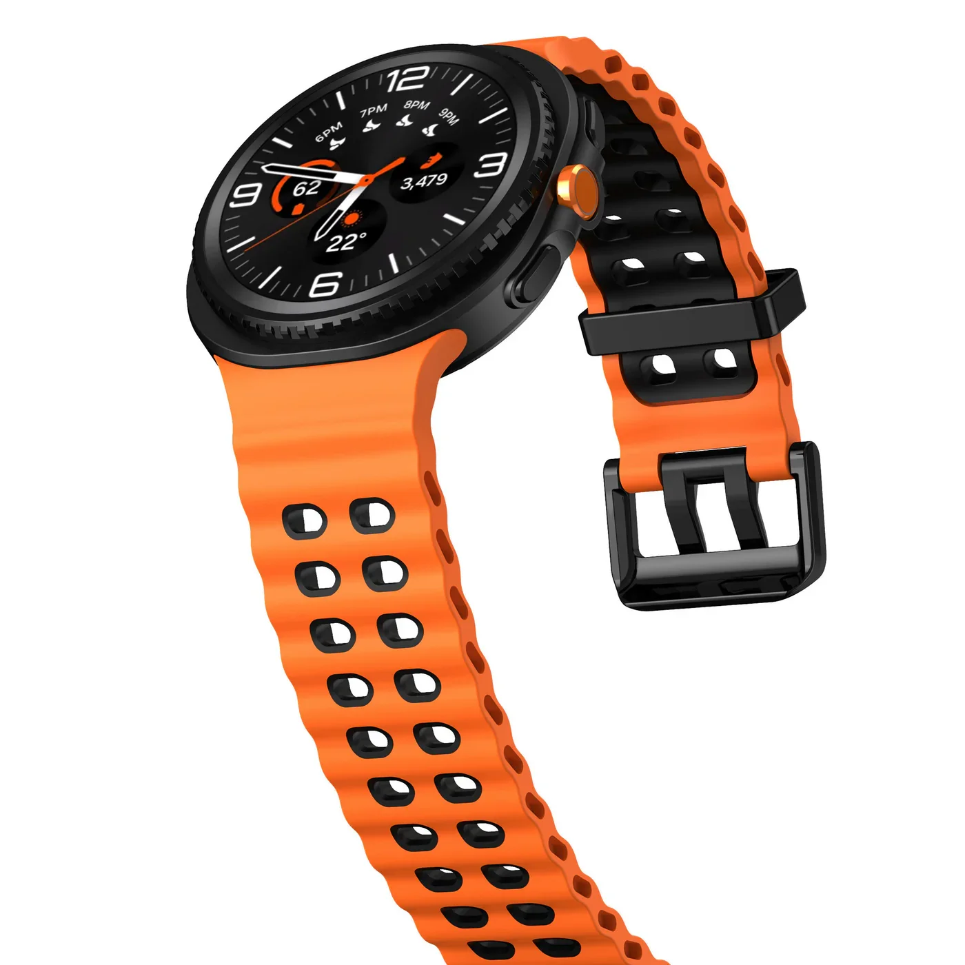 Силиконовый ремешок Classic Color для Samsung Galaxy Watch 8 (40/44mm) / 8 Classic - оранжево-черный
