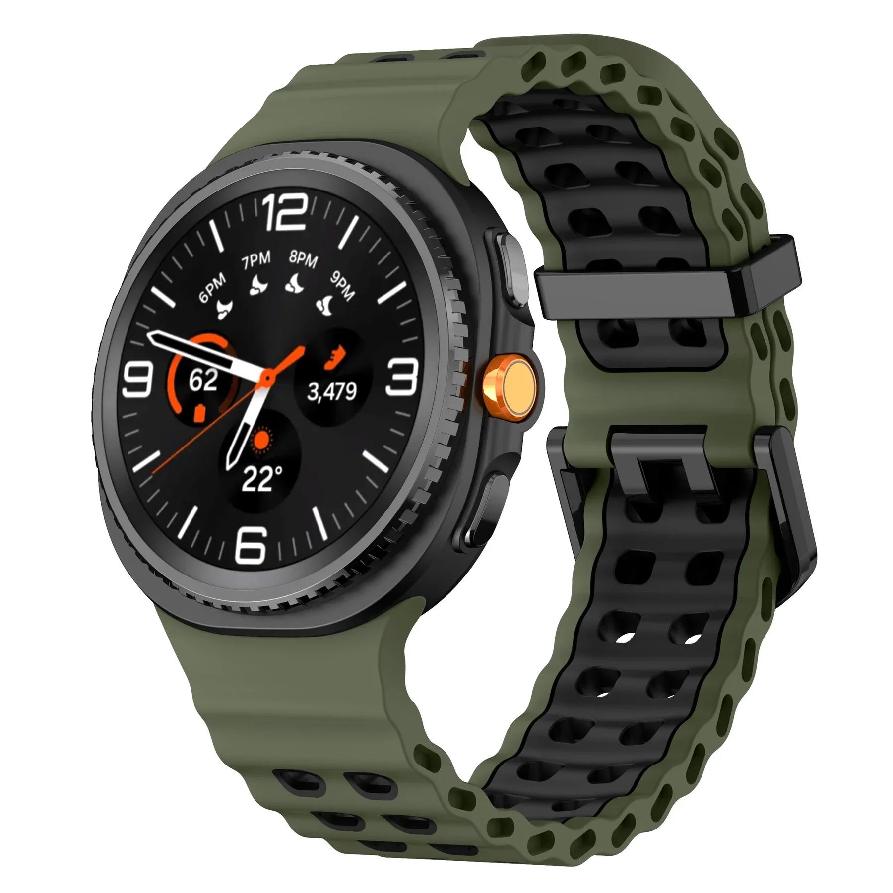 Силиконовый ремешок Classic Color для Samsung Galaxy Watch 8 (40/44mm) / 8 Classic - зелено-черный