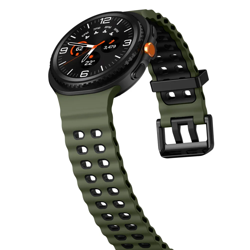 Силиконовый ремешок Classic Color для Samsung Galaxy Watch 8 (40/44mm) / 8 Classic - зелено-черный