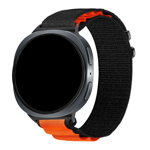 Нейлоновый ремешок AlphineStrap для Samsung Galaxy Watch 8 (40/44mm) / 8 Classic - черно-оранжевый