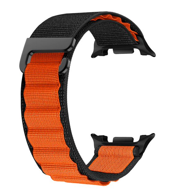 Нейлоновый ремешок AlphineStrap для Samsung Galaxy Watch 8 (40/44mm) / 8 Classic - черно-оранжевый