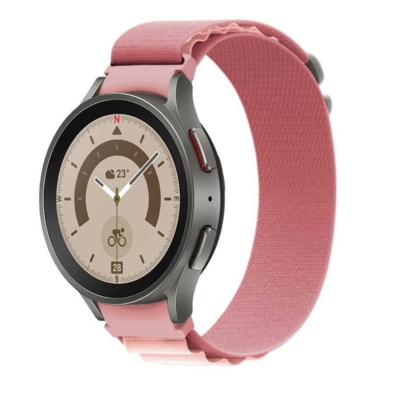 Нейлоновый ремешок Cloth Wave для Samsung Galaxy Watch 4 / 4 Classic / 5 / 5 Pro / 6 / 6 Classic / 7 / FE - розовый