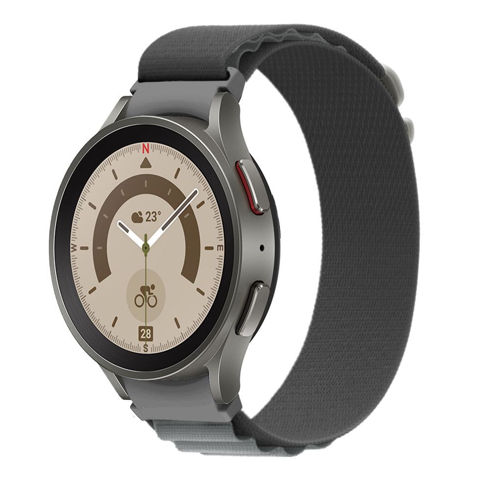 Нейлоновый ремешок Cloth Wave для Samsung Galaxy Watch 4 / 4 Classic / 5 / 5 Pro / 6 / 6 Classic / 7 / FE - темно-серый