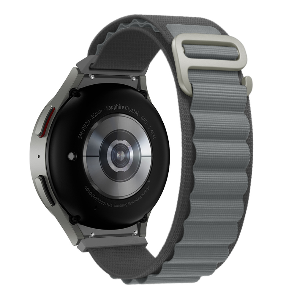 Нейлоновый ремешок Cloth Wave для Samsung Galaxy Watch 4 / 4 Classic / 5 / 5 Pro / 6 / 6 Classic / 7 / FE - темно-серый