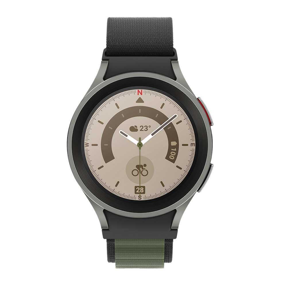 Нейлоновый ремешок Cloth Wave для Samsung Galaxy Watch 4 / 4 Classic / 5 / 5 Pro / 6 / 6 Classic / 7 / FE - черно-зеленый