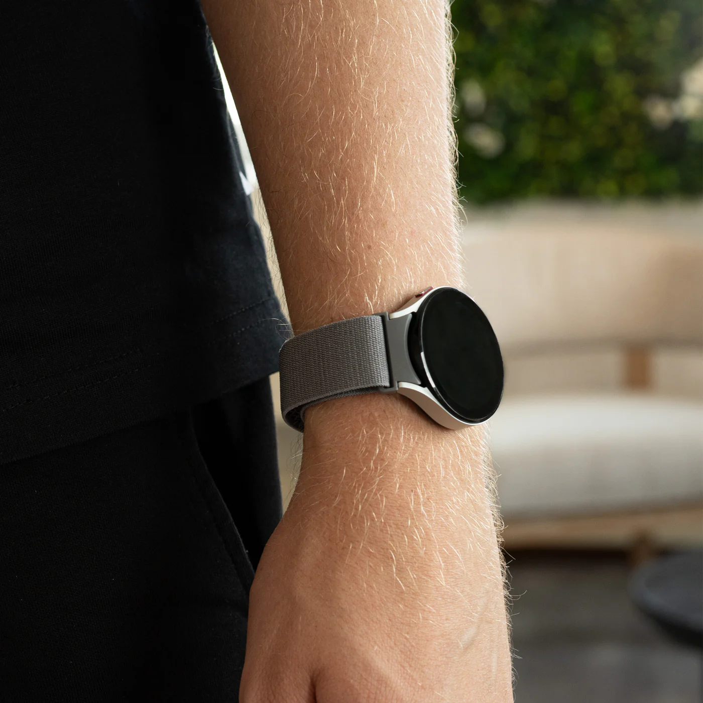 Нейлоновый ремешок Cloth Wave для Samsung Galaxy Watch 4 / 4 Classic / 5 / 5 Pro / 6 / 6 Classic / 7 / FE - темно-серый