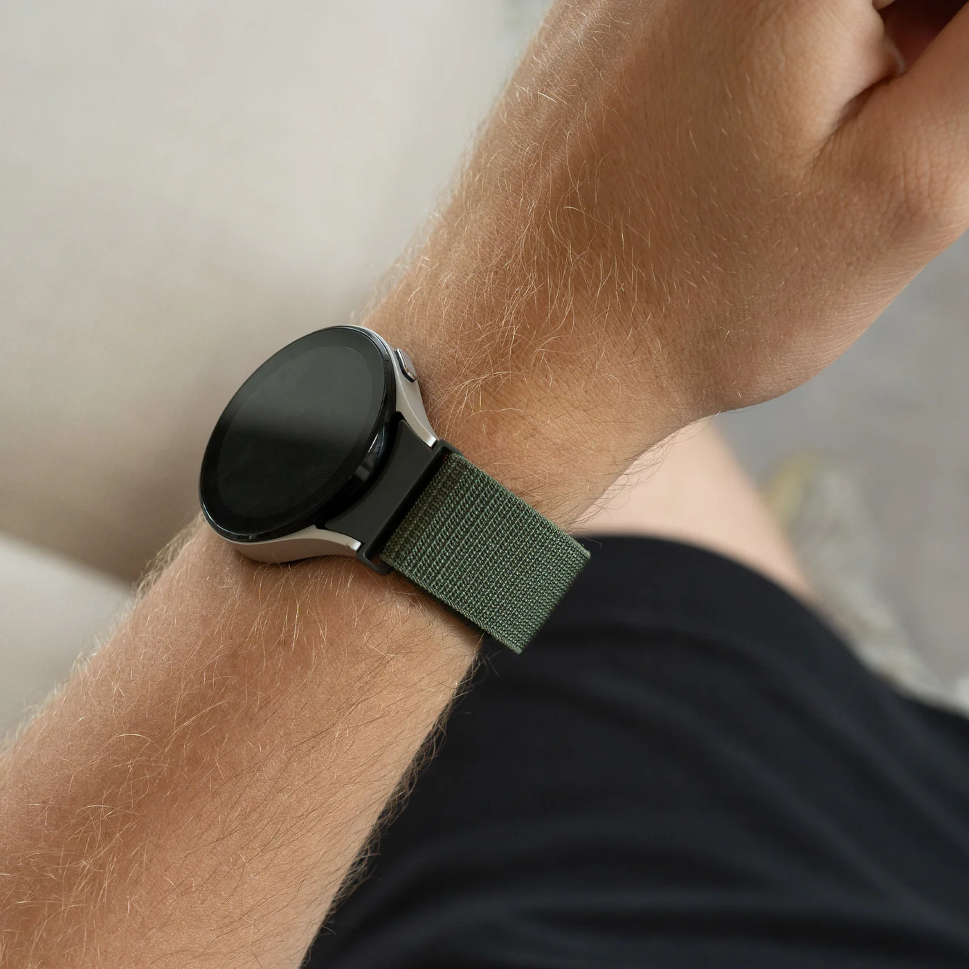 Нейлоновый ремешок Cloth Wave для Samsung Galaxy Watch 4 / 4 Classic / 5 / 5 Pro / 6 / 6 Classic / 7 / FE - зеленый