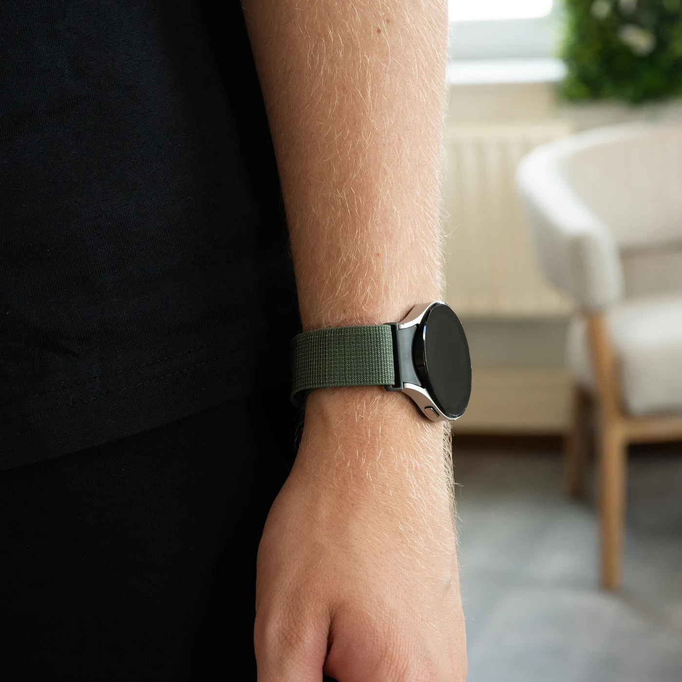Нейлоновый ремешок Cloth Wave для Samsung Galaxy Watch 4 / 4 Classic / 5 / 5 Pro / 6 / 6 Classic / 7 / FE - зеленый